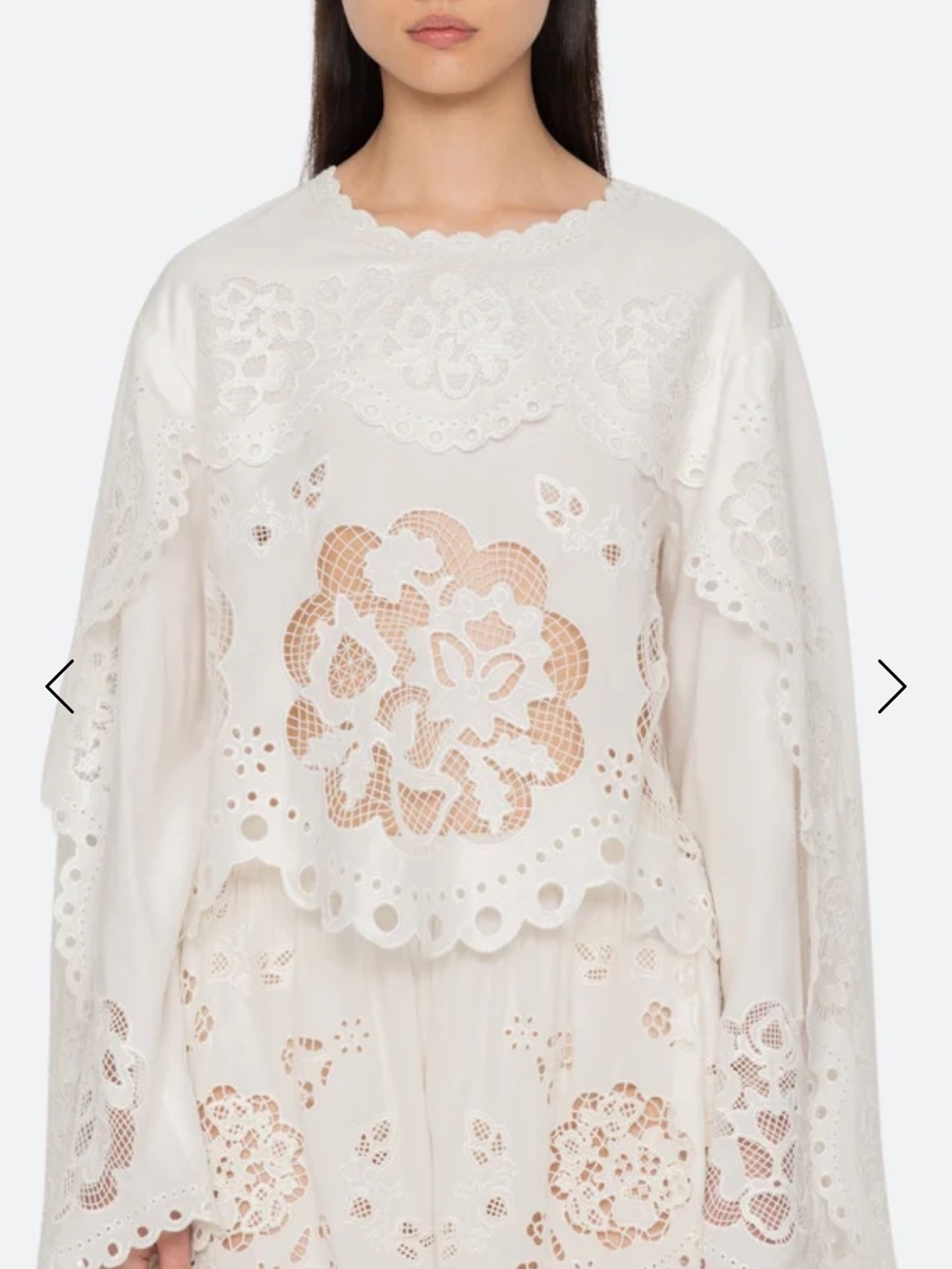 Sea New York White Eyelet Cutwork Lace Blouse